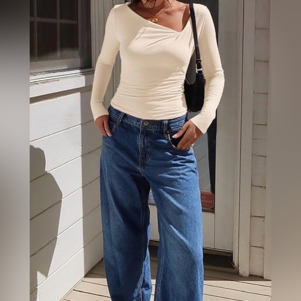 Off-white cream asymmetrical top - Picture 2 of 6